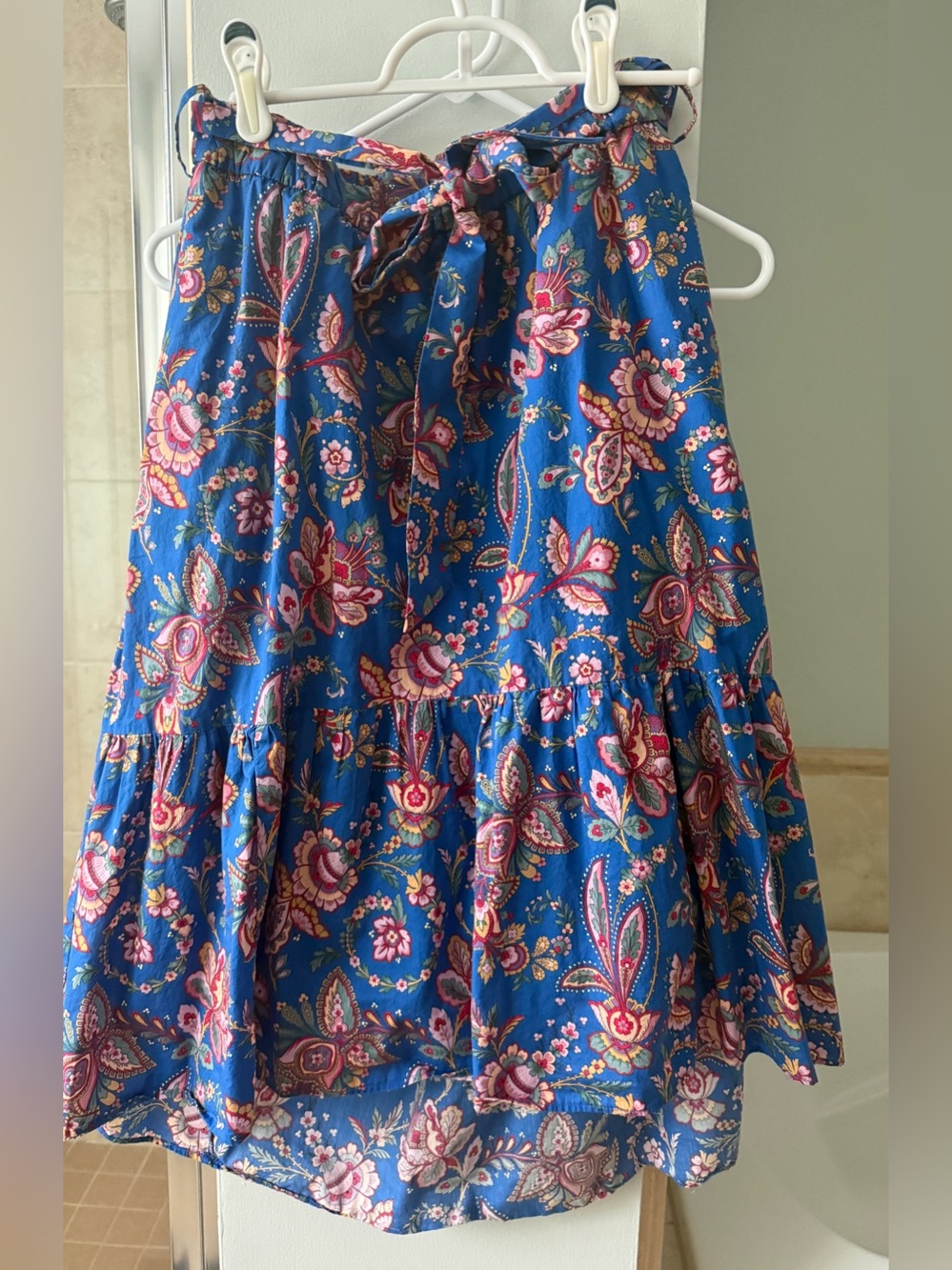 J. Crew Belted Pull-on Midi skirt Liberty Flora Bella Blue print